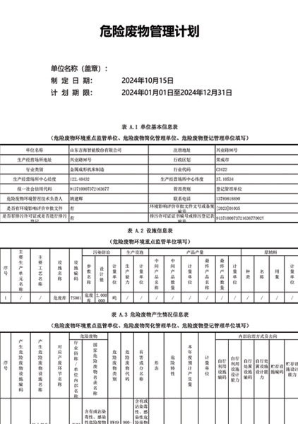 公司危廢管理計劃